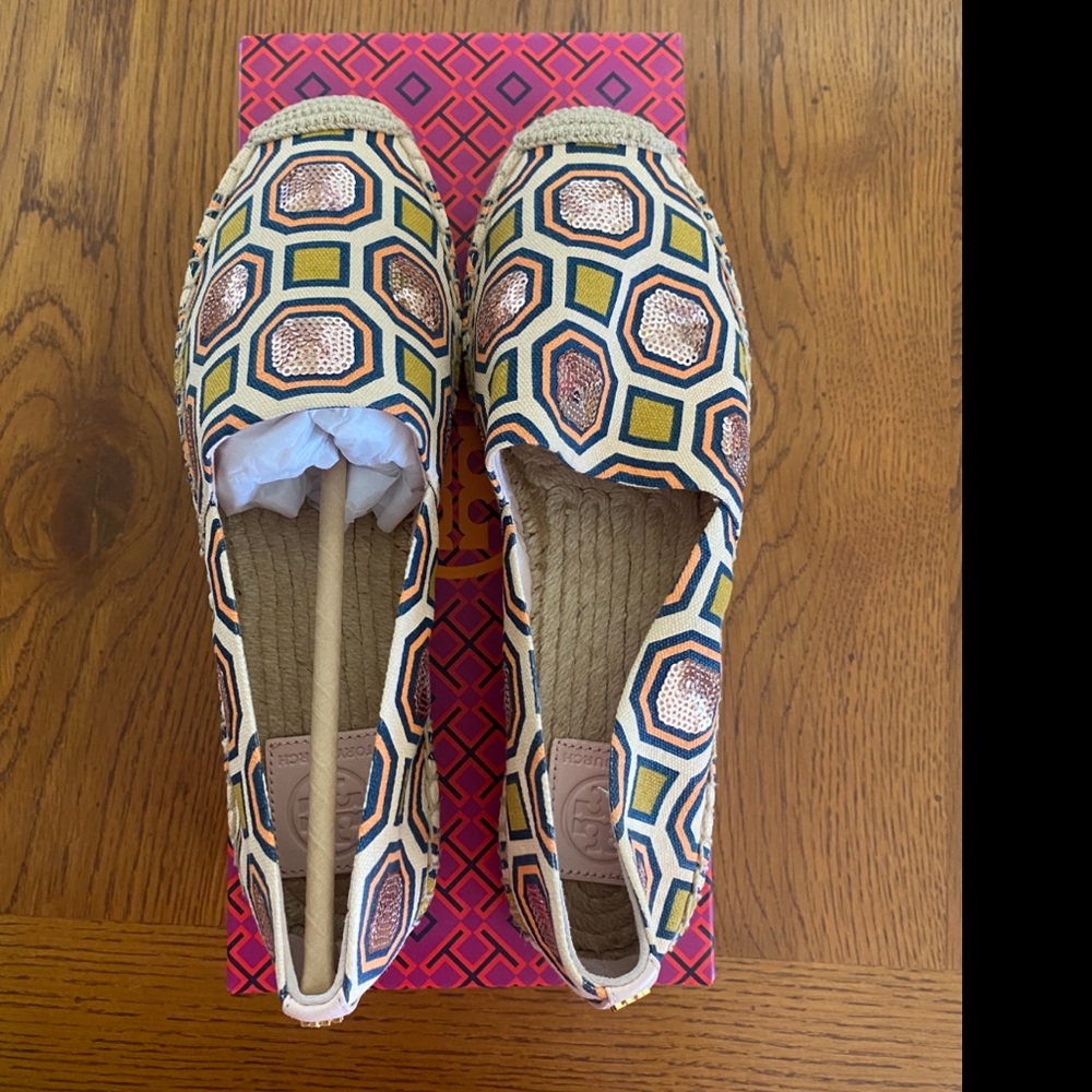 Embellished Espadrille Slip On Flats by Tory Burch 8.5 New In Box